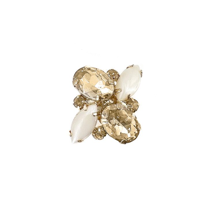 Anello Con Pietre Bianche Perlate E Oro - Anl010Afrodite