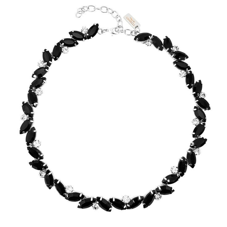 Collana Con Pietre Verdi Crystal E Nere - Eva06