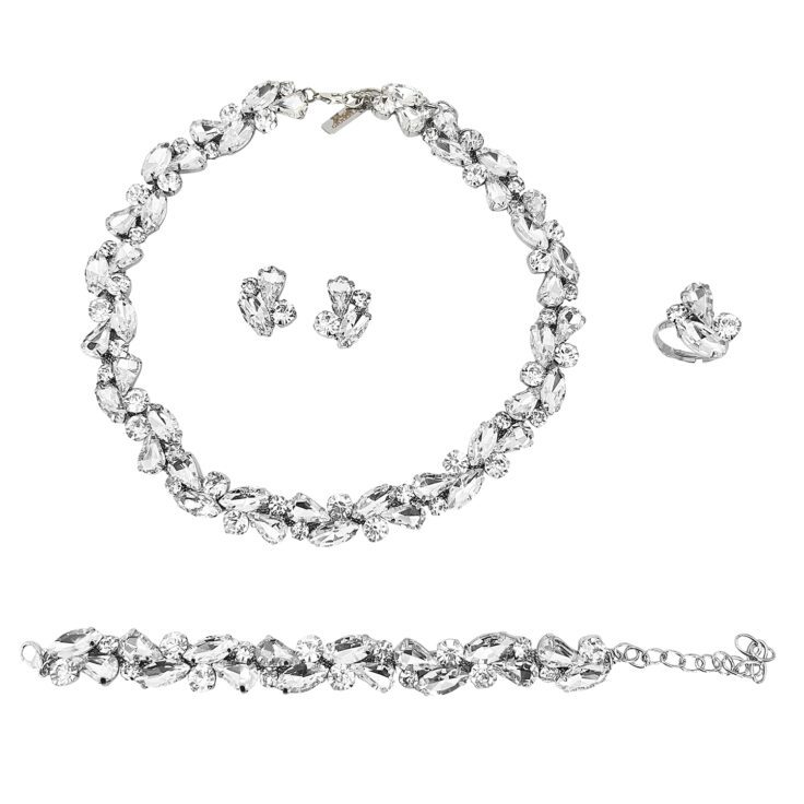 Collana Orecchini Bracciale E Anello Con Pietre Crystal - Pr304