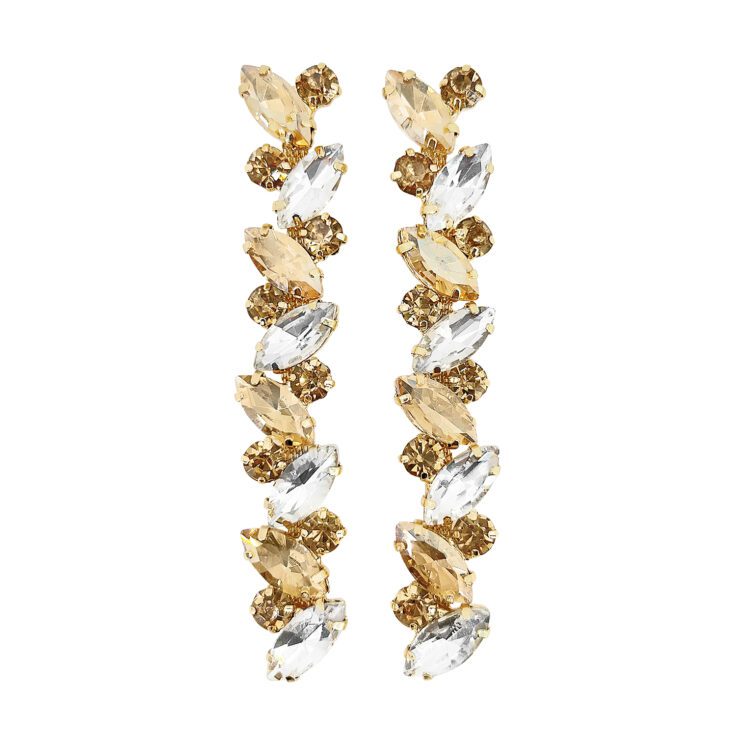 Orecchini Con Pietre Crystal E Oro - Hollywood02