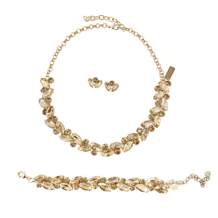 Collana Orecchini E Bracciale Con Pietre Oro - Pr301