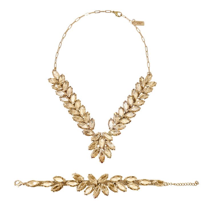 Collana E Bracciale Con Pietre Oro - Pr299