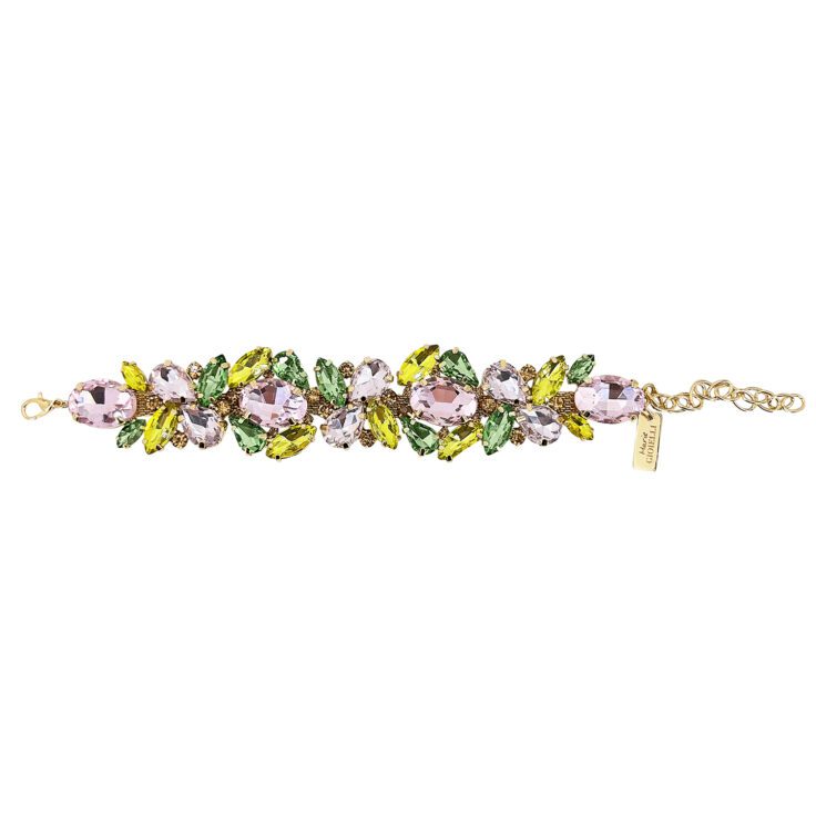 Bracciale Con Pietre Verdi E Rosa E Giallo Lime - Brc363