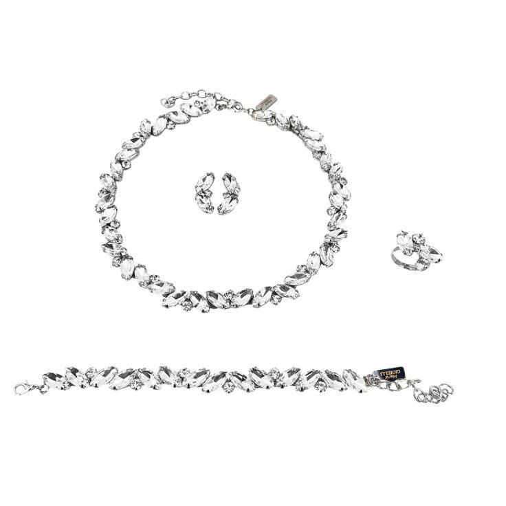 Collana Orecchini Bracciale E Anello Con Pietre Crystal - Pr311