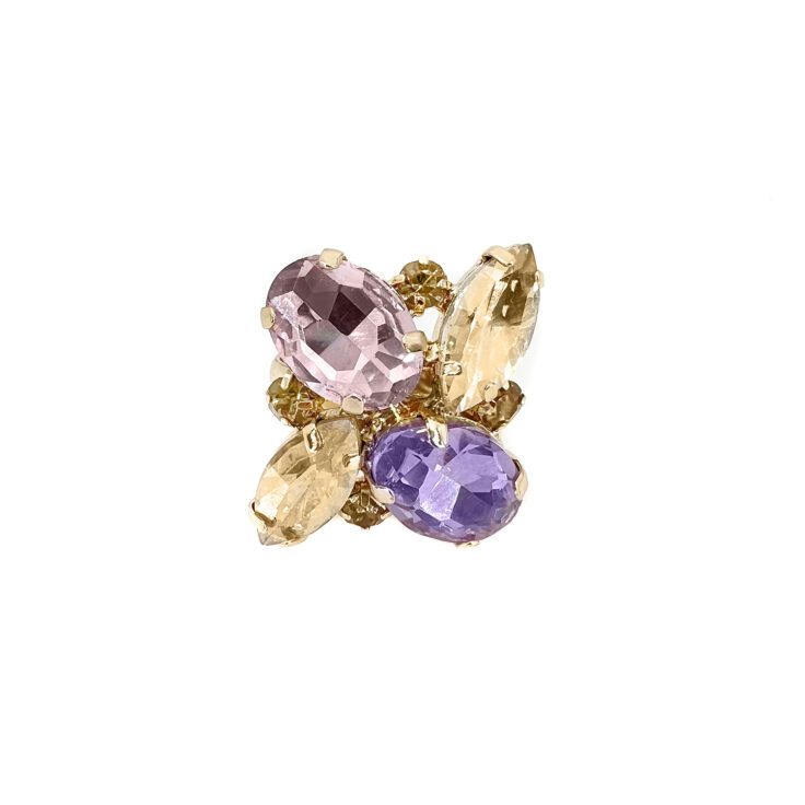Anello Con Pietre Oro Ametista E Rosa - Anl08Afrodite