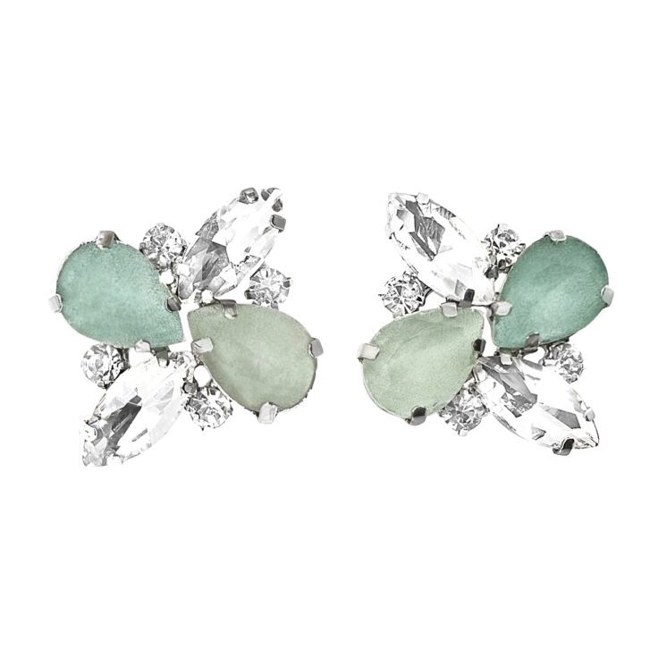 Orecchini Con Pietre Crystal E Verde Acqua - Afrodite5