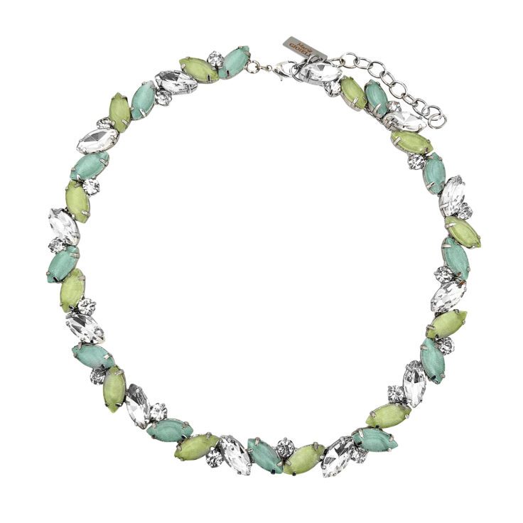 Collana Con Pietre Verdi Crystal E Verde Acqua - Eva05