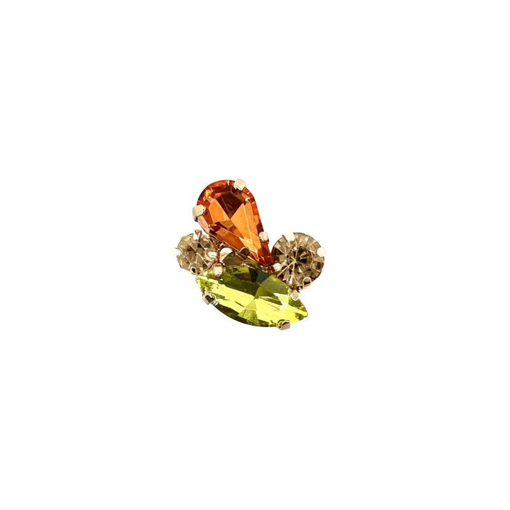 Anello Con Pietre Arancioni E Giallo Lime - Anl05Diana
