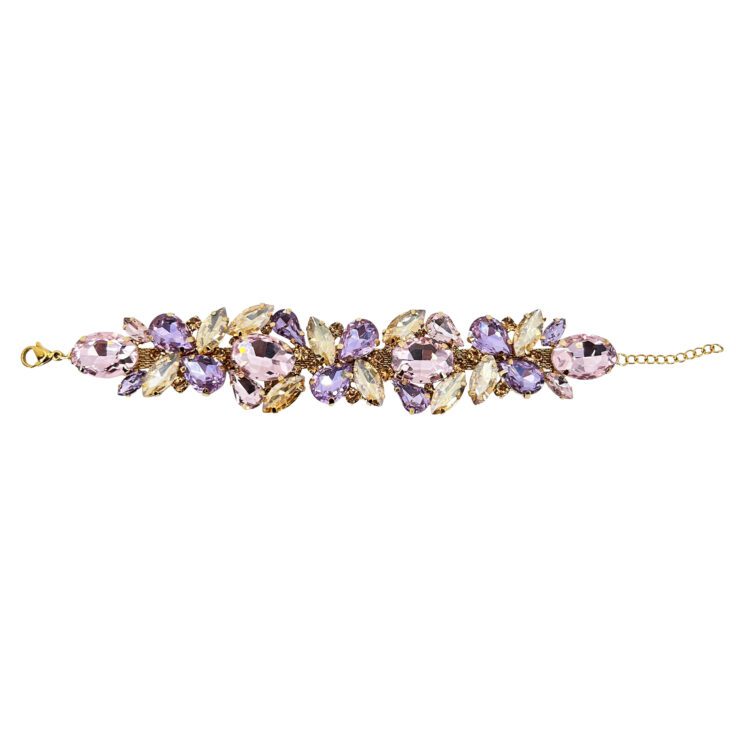 Bracciale Con Pietre Oro Ametista E Rosa - Brc337