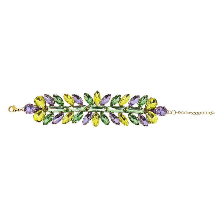 Bracciale Con Pietre Verdi Ametista E Giallo Lime - Brc338