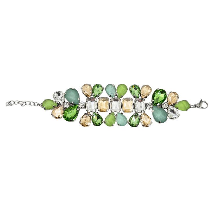Bracciale Con Pietre Verdi Oro Verde Acqua E Crystal - Intuizione3
