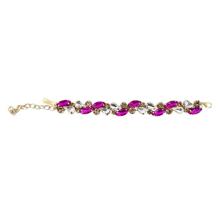Bracciale Con Pietre Fucsia Oro E Crystal - Brc342