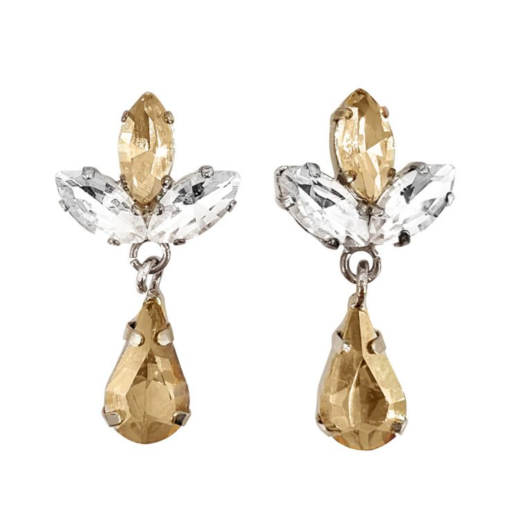 Orecchini Con Pietre Crystal E Oro - Hera10