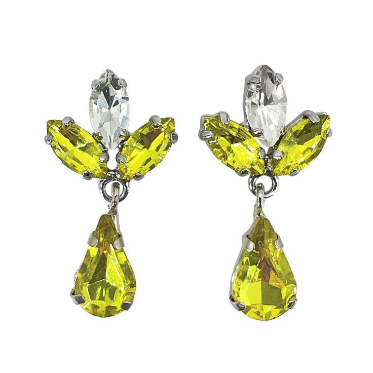 Orecchini Con Pietre Crystal E Giallo Lime - Hera13
