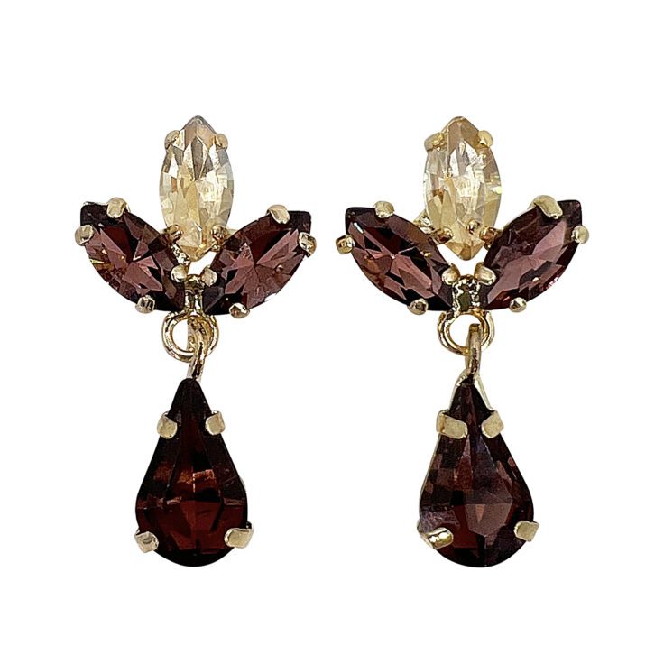Orecchini Con Pietre Marsala E Oro - Hera20