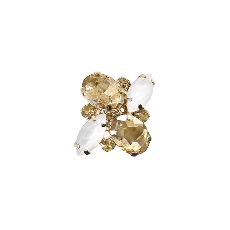 Anello Con Pietre Bianche E Oro - A19Afrodite