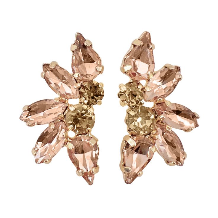 Orecchini Con Pietre Rosa Cipria E Oro - Atena32