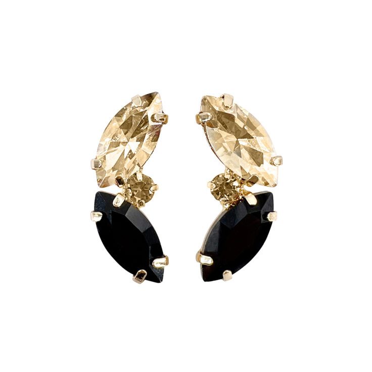 Orecchini Con Pietre Nere E Oro - Elettra10