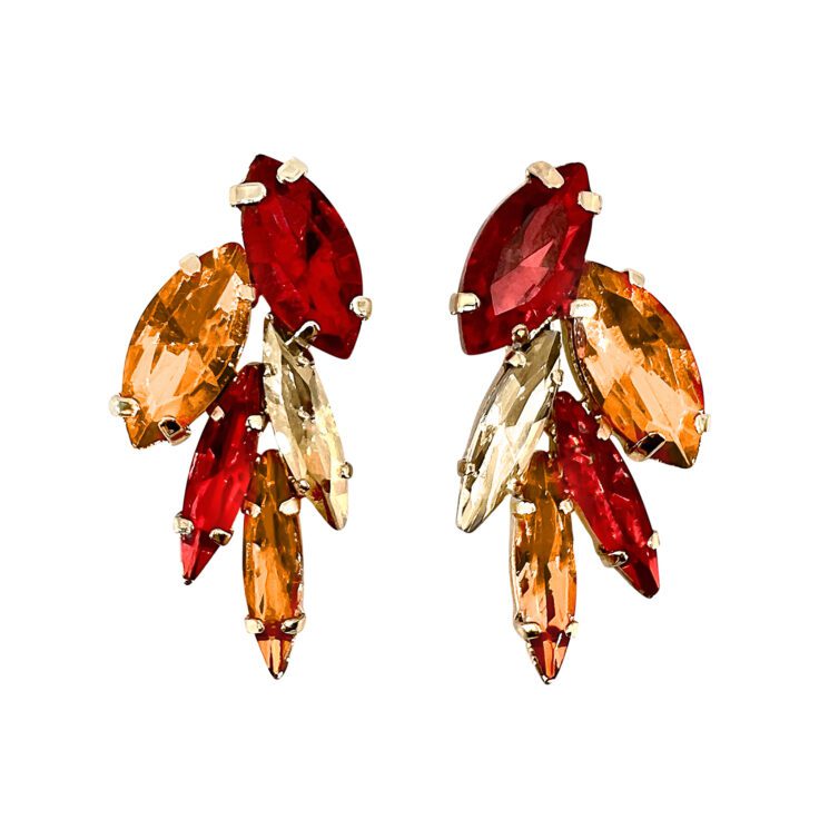 Orecchini Con Pietre Rosse Oro E Arancioni – Iride19