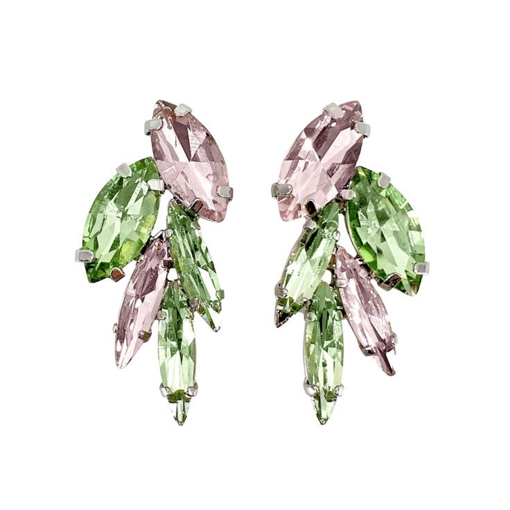Orecchini Con Pietre Verdi E Rosa – Iride14