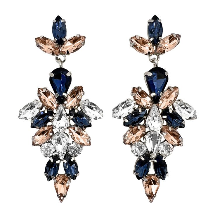 Orecchini Con Pietre Cipria Blu E Crystal - Londra9
