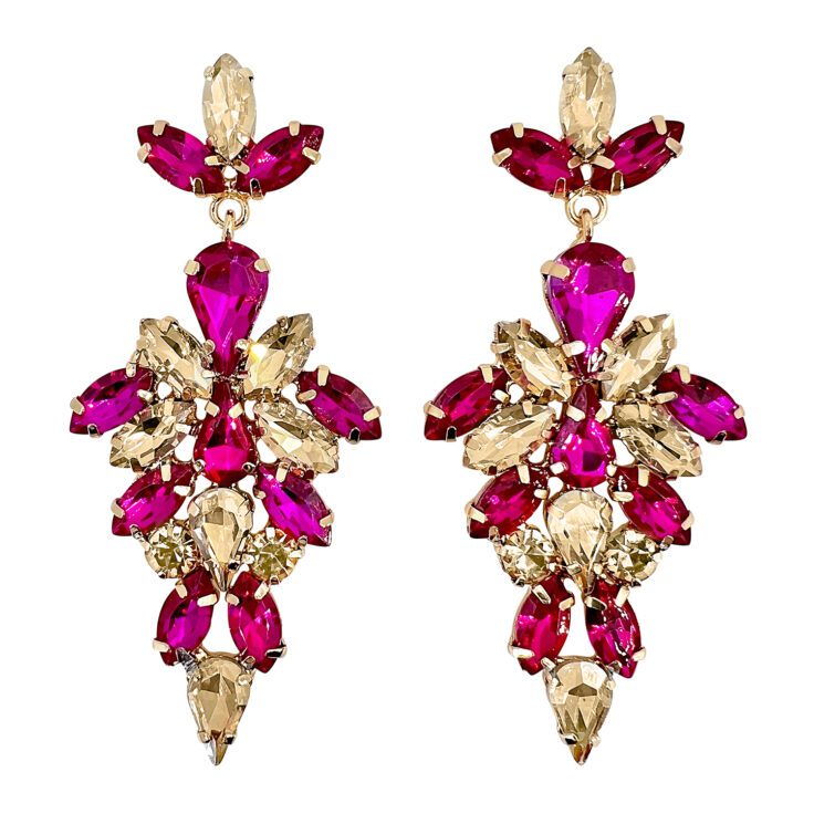Orecchini Con Pietre Fucsia E Oro - Londra15