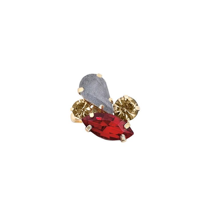 Anello Con Pietre Rosse E Grigie - A10Diana