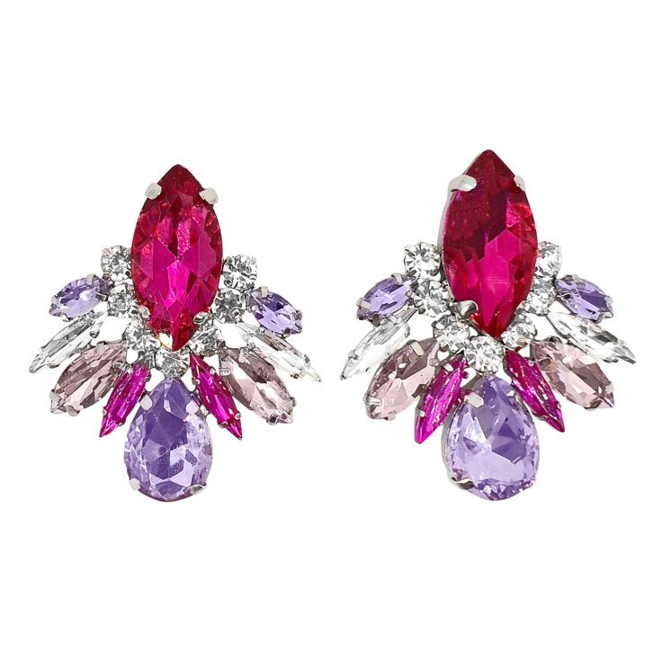Orecchini Con Pietre Fucsia Rosa E Ametista - Giove8