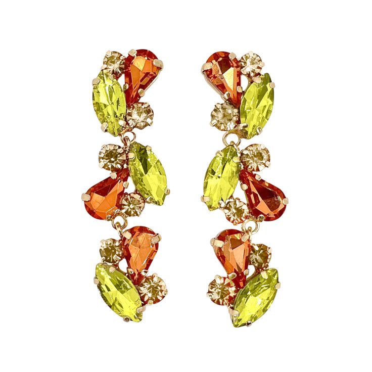 Orecchini Con Pietre Arancioni E Giallo Lime - Sirio3