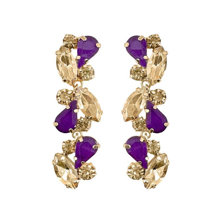 Orecchini Con Pietre Viola E Oro - Sirio6