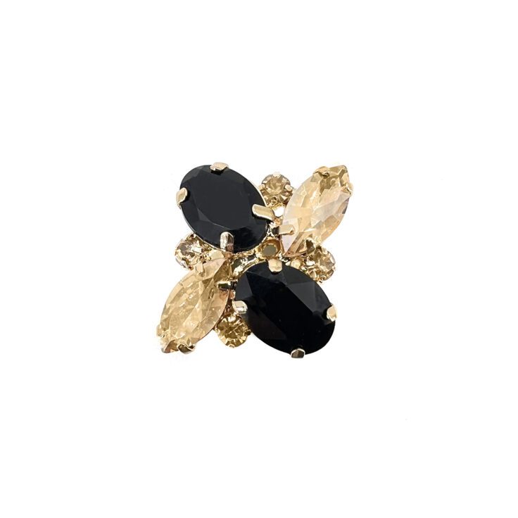 Anello Con Pietre Nere E Oro - A20Afrodite