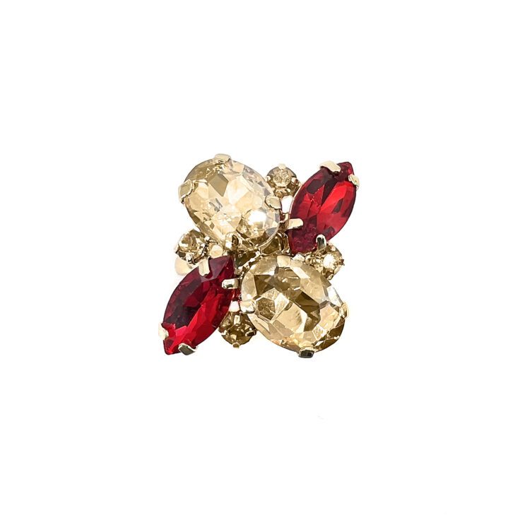 Anello Con Pietre Rosse E Oro - A22Afrodite