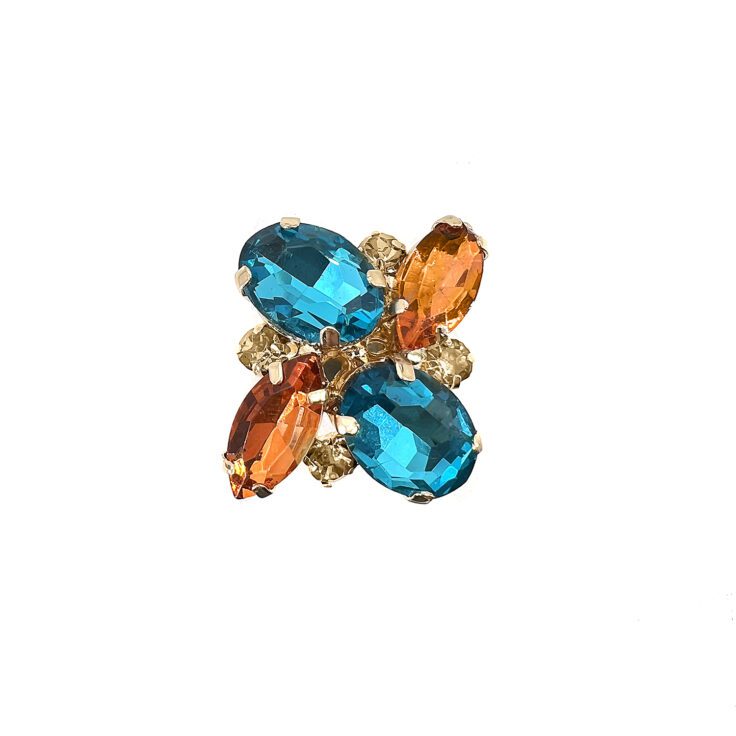 Anello Con Pietre Arancioni E Turchesi - A27Afrodite
