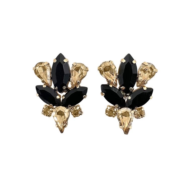 Orecchini Con Pietre Nere E Oro - Dike6