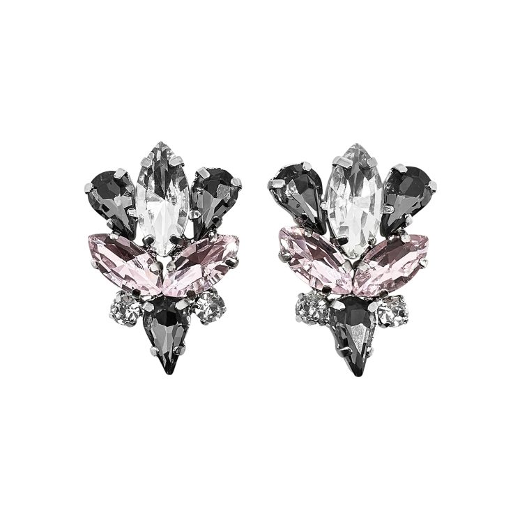 Orecchini Con Pietre Grigio Antracite Crystal E Rosa - Dike9