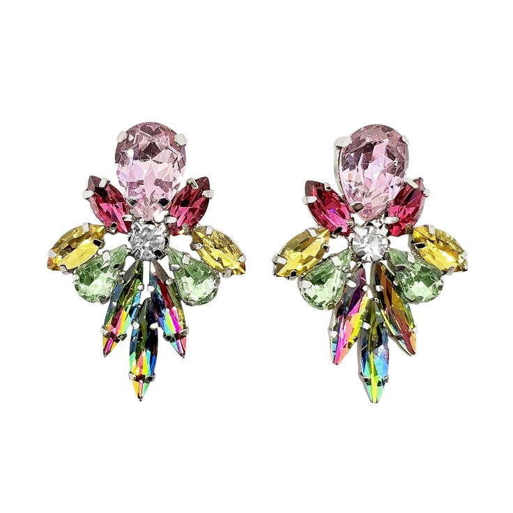 Orecchini Con Pietre Rosa Fucsia Gialle Verdi E Cangianti - Sole7