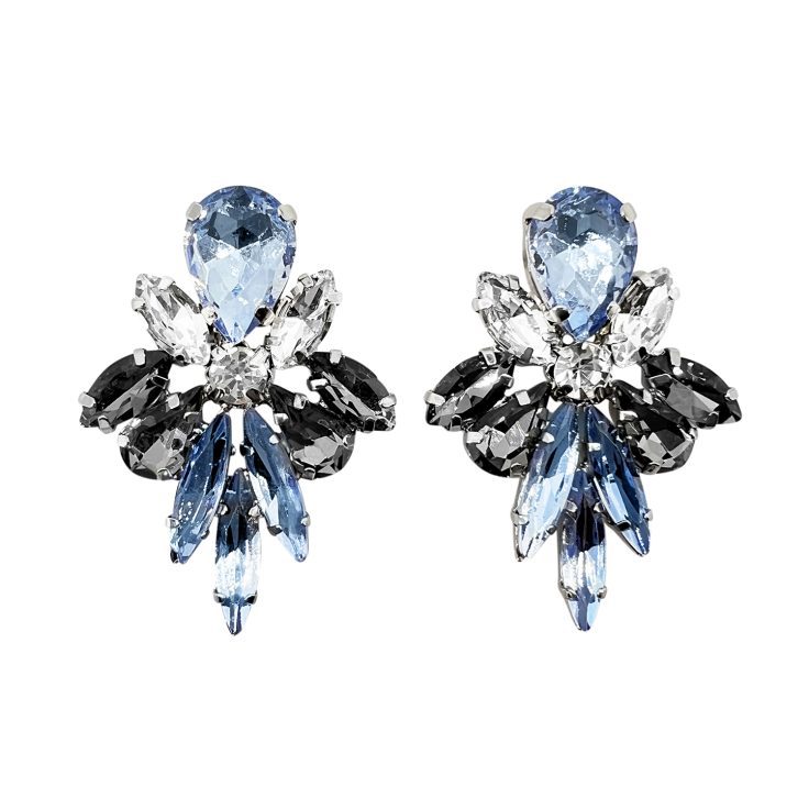Orecchini Con Pietre Celesti Crystal E Grigio Antracite - Sole8