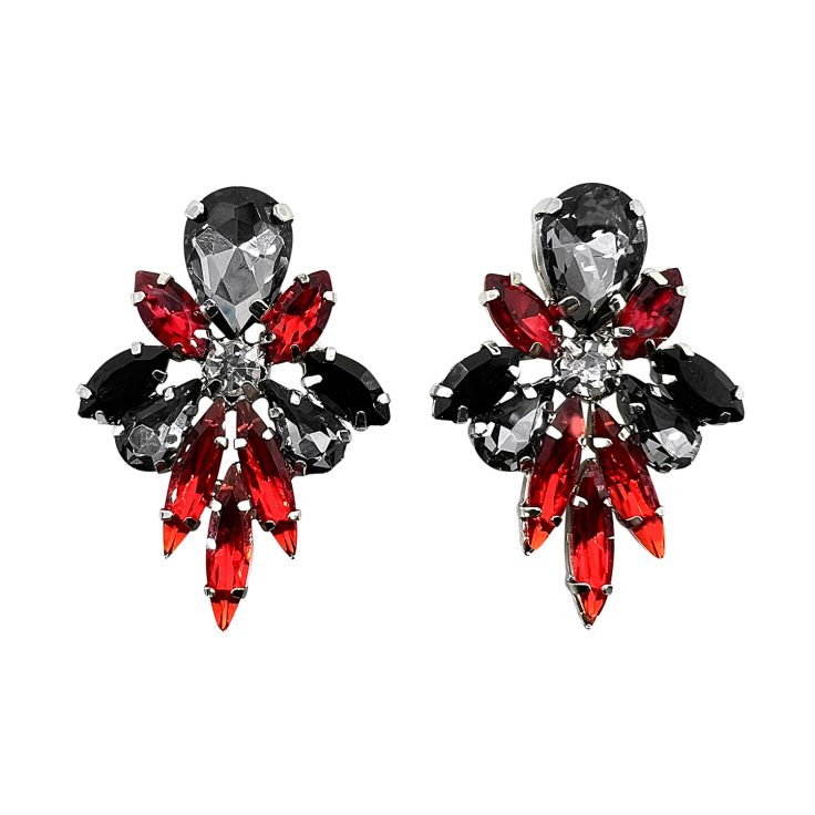 Orecchini Con Pietre Rosse Nere E Grigio Antracite - Sole6