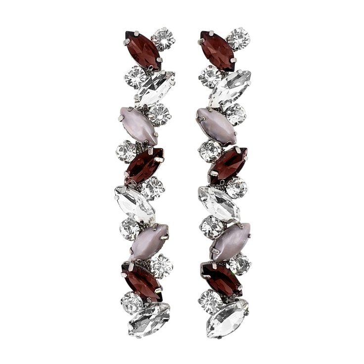 Orecchini Con Pietre Crystal Lavanda Perlate E Marsala - Hollywood9