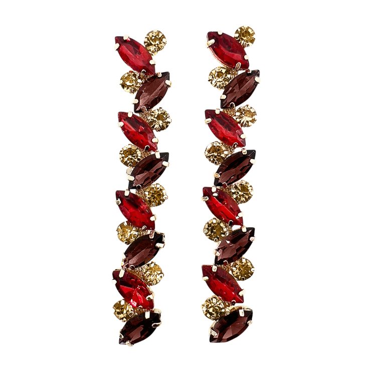 Orecchini Con Pietre Rosse E Marsala - Hollywood7