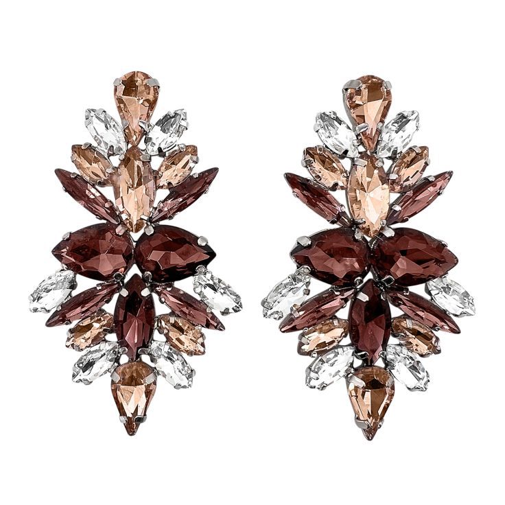 Orecchini Con Pietre Crystal Cipria E Burgundy – Monaco12