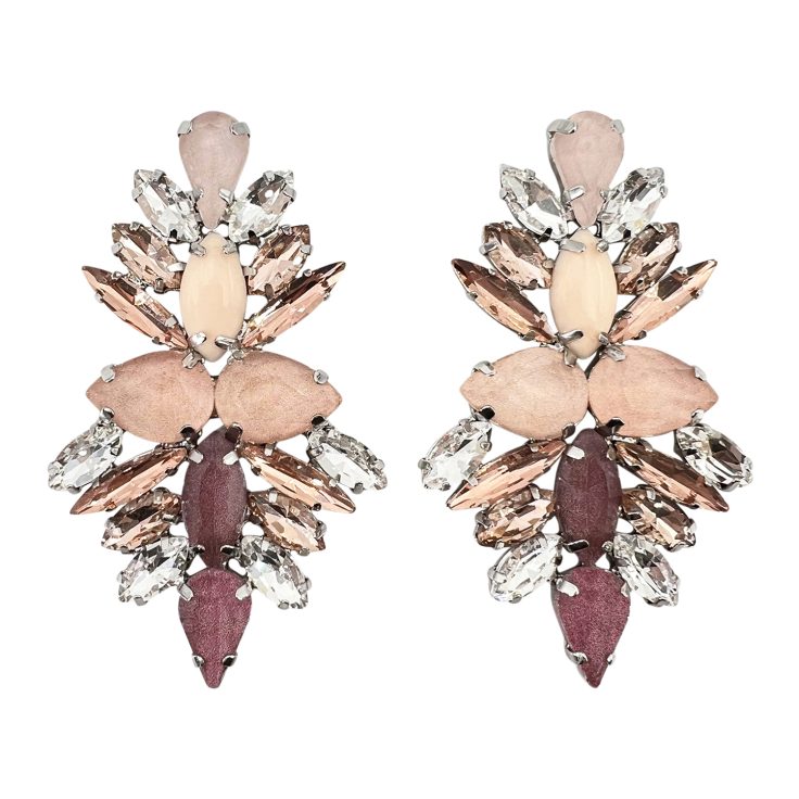 Orecchini Con Pietre Crystal Cipria E Malva – Monaco11