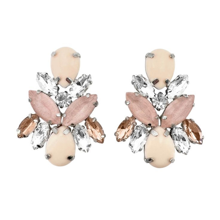 Orecchini Con Pietre Crystal E Cipria - Marte26