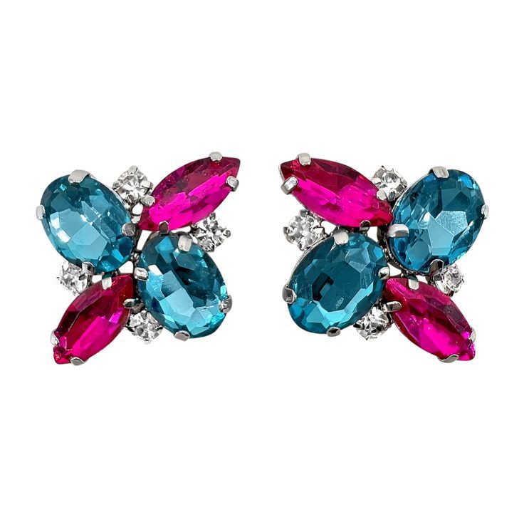 Orecchini Con Pietre Fucsia E Turchesi - Afrodite8