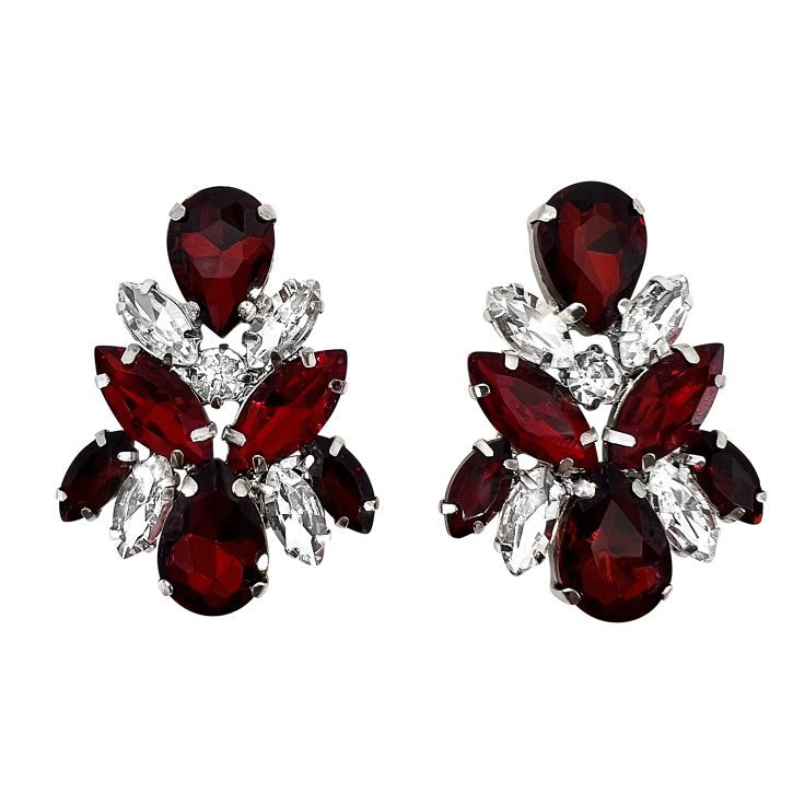 Orecchini Con Pietre Bordeaux E Crystal - Marte31