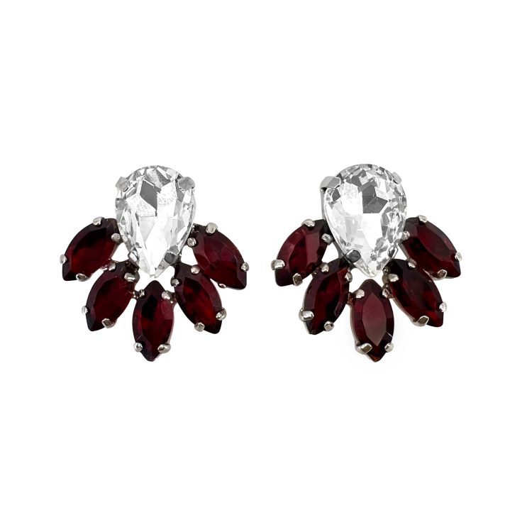 Orecchini Con Pietre Bordeaux E Crystal - Clio32