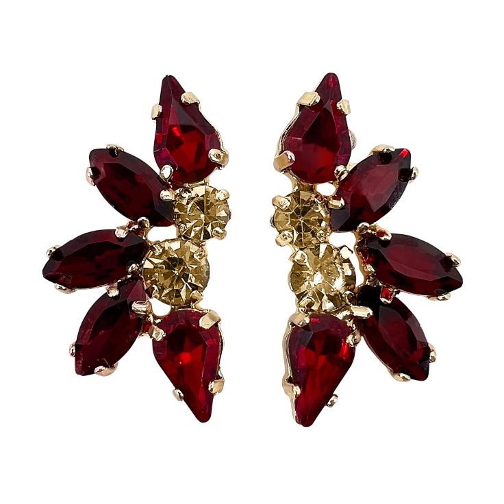Orecchini Con Pietre Bordeaux E Oro - Atena38