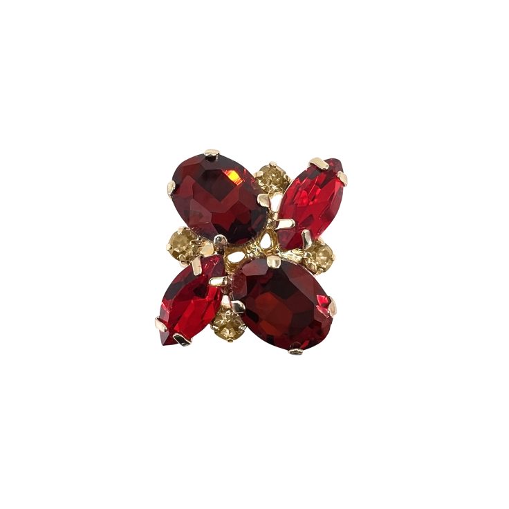 Anello Con Pietre Rosse E Bordeaux - A29Afrodite
