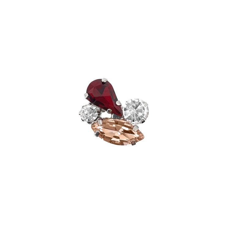Anello Con Pietre Bordeaux E Cipria - A19Diana