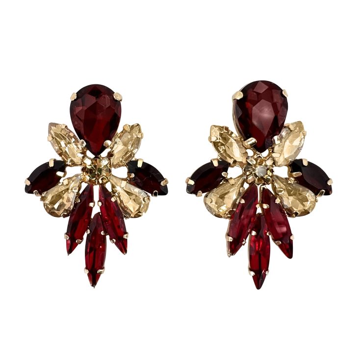 Orecchini Con Pietre Bordeaux E Oro  - Sole10